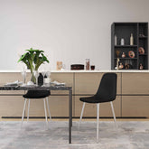 Velets Set of 4 Sera Upholstered Side Chair - Faux Leather - Black - Chrome Leg